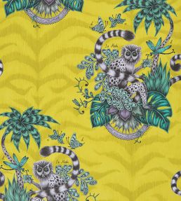 Emma J Shipley Lemur Wallpaper by Clarke & Clarke Lime