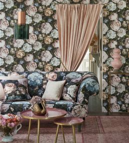 Floretta Wallpaper by Clarke & Clarke Heather/Ebony