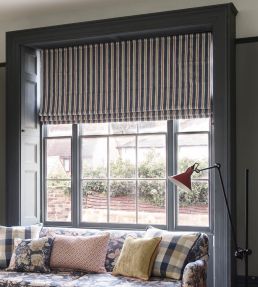 Sackville Stripe Fabric by Clarke & Clarke Midnight/Spice
