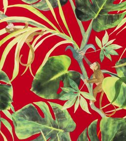 Monkey Business Wallpaper by Clarke & Clarke Rouge