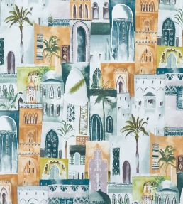 Marrakech Fabric by Clarke & Clarke Teal/Spice