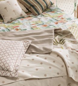 Menara Metallic Fabric by Clarke & Clarke Rose Gold/Ivory