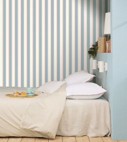Classic Lines Wallpaper by Caselio Bleu Ciel
