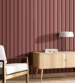 Classic Lines Wallpaper by Caselio Bordeaux