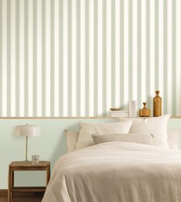 Classic Lines Wallpaper by Caselio Vert Amande Or