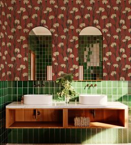 Clavelitos Wallpaper by Tres Tintas Red
