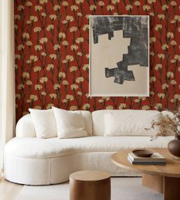 Clavelitos Wallpaper by Tres Tintas Red