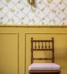 Clematis on Bamboo Trellis Wallpaper by Alice Crawley Green