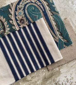 Cliff Stripe Fabric by Mulberry Home Indigo