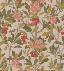 Strawberry Tree Wallpaper by Cole & Son Fuchsia, Red & Olive