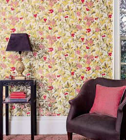 Strawberry Tree Wallpaper by Cole & Son Olive, Red & Leaf Green