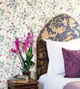 Sweet Pea Wallpaper by Cole & Son Coral & Olive