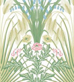 Bluebell Wallpaper by Cole & Son Spring Greens & Cerulean Sky on Cream