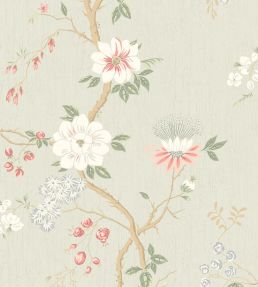 Camellia Wallpaper by Cole & Son Coral & Duck Egg on Eau du Nil