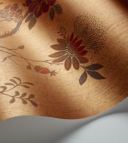 Camellia Wallpaper by Cole & Son Crimson on Metallic Gold