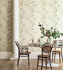 Camellia Wallpaper by Cole & Son Crimson on Metallic Gold