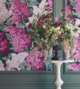 Lilac Grandiflora Wallpaper by Cole & Son Magenta & Blush on Charcoal