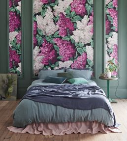 Lilac Grandiflora Wallpaper by Cole & Son Magenta & Blush on Charcoal