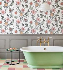 Thistle Wallpaper by Cole & Son Lilac & Cerise on White