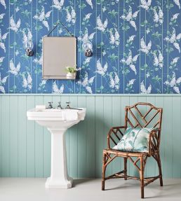 Wisteria Wallpaper by Cole & Son Powder Blue & Jade on Cerulean Sky