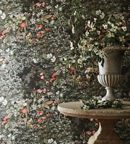 Woodland Wallpaper by Cole & Son Coral, Olive & Charcoal