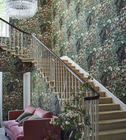 Woodland Wallpaper by Cole & Son Coral, Olive & Charcoal