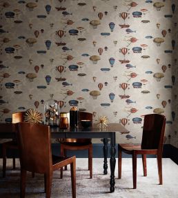 Macchine Volanti Wallpaper by Cole & Son Stone, Rouge, Blue