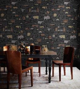 Mediterranea Wallpaper by Cole & Son Charcoal & Metallic