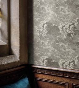 Nuvolette Wallpaper by Cole & Son Gilver & Charcoal