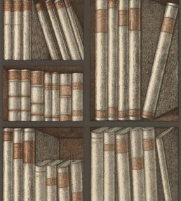 Ex Libris Wallpaper by Cole & Son Oat and Charcoal