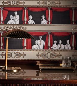 Teatro Wallpaper by Cole & Son Linen and Rouge