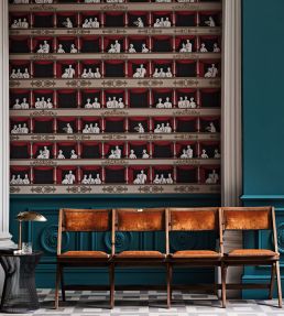 Teatro Wallpaper by Cole & Son Linen and Rouge