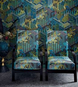 Miami Fabric by Cole & Son Petrol Multi