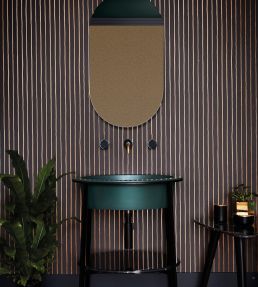 College Stripe Wallpaper by Cole & Son Charcoal/Gold