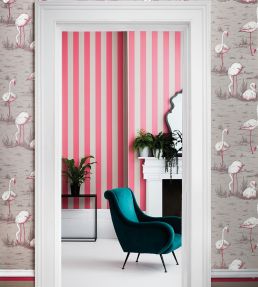 Glastonbury Stripe Wallpaper by Cole & Son Pink/Linen