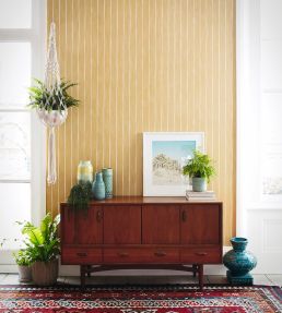 Marquee Stripe Wallpaper by Cole & Son Mustard
