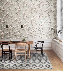 Magnolia Wallpaper by Cole & Son Alabaster Pink on Silver