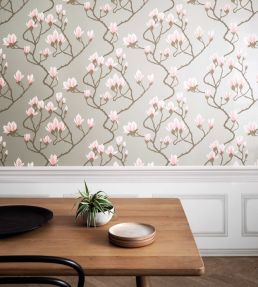 Magnolia Wallpaper by Cole & Son Alabaster Pink on Silver