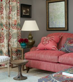 Baptista Linen Fabric by Colefax and Fowler Pink/Green