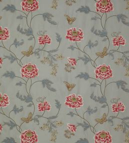 Oriental Poppy Fabric by Colefax and Fowler Silver