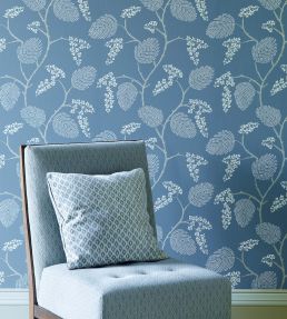 Atwood Wallpaper by Colefax and Fowler Old Blue