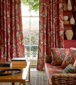 Floriana Velvet Fabric by Colefax and Fowler Red
