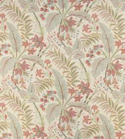 Paisley Leaf Fabric by Colefax and Fowler Tomato/Aqua