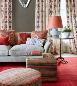 Theodore Fabric by Colefax and Fowler Red/Forest