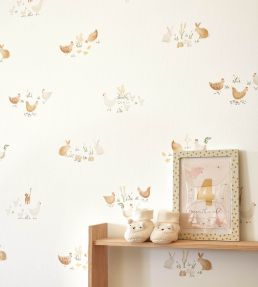 Companions Of The Farm Wallpaper by Casadeco Terracotta