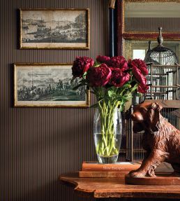 Conner Stripe Wallpaper by Thibaut Green and Pink
