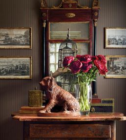 Conner Stripe Wallpaper by Thibaut Green and Pink