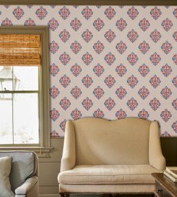 Constantine Wallpaper by Schumacher Red & Blue