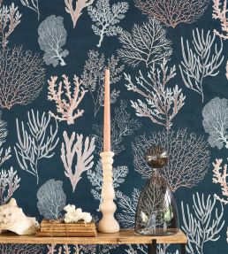 Corail Wallpaper by Casadeco Bleu