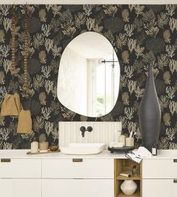Corail Wallpaper by Casadeco Noir Fusain